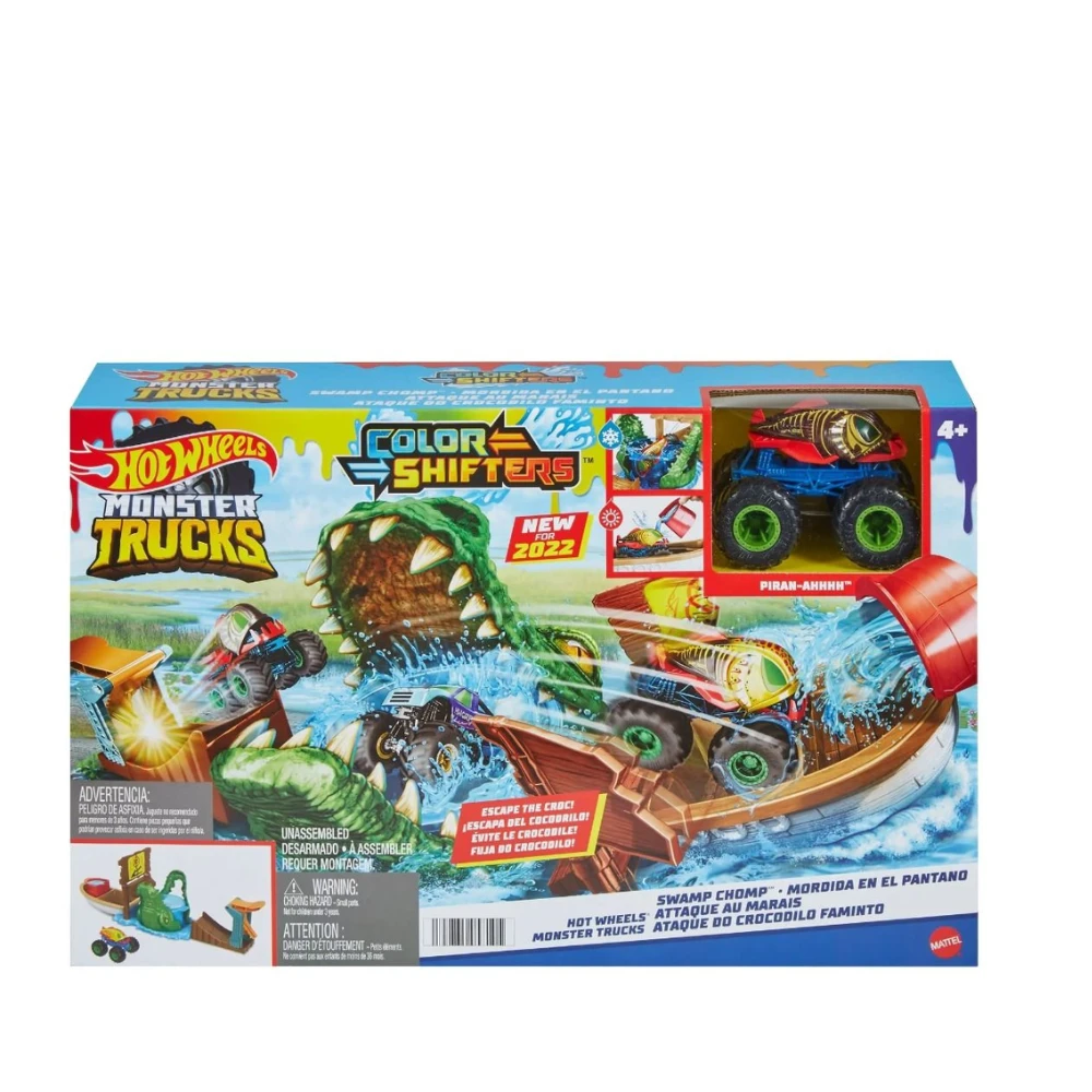 MATTEL Hot Wheels Monster Trucks Color Shifters Crocodile Escape Playset 1 MATTEL Hot Wheels Monster Trucks Color Shifters Crocodile Escape Playset