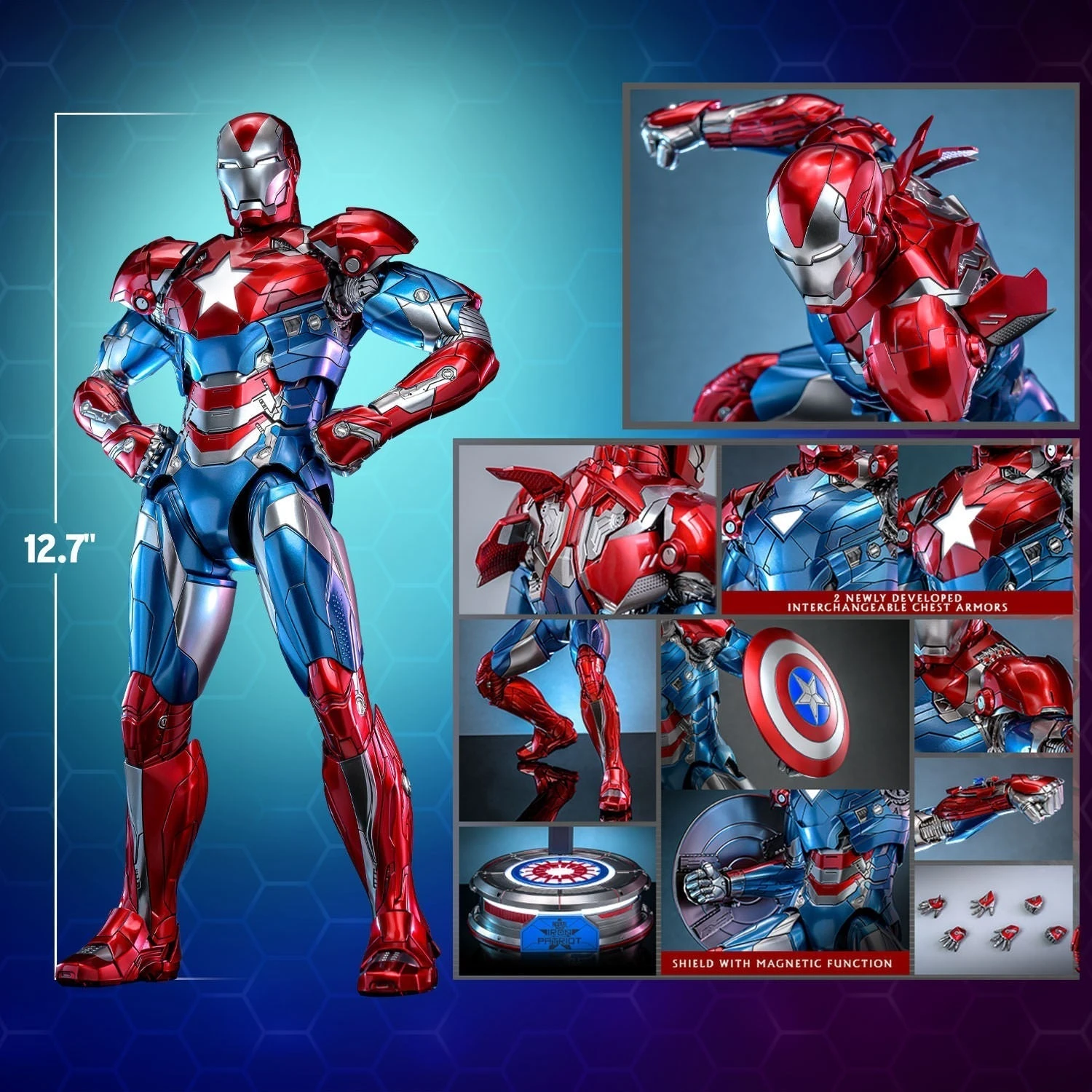 Iron Patriot CMS021 Action Figure By Hot Toys 5 Iron Patriot CMS021 Action Figure By Hot Toys - Image 5