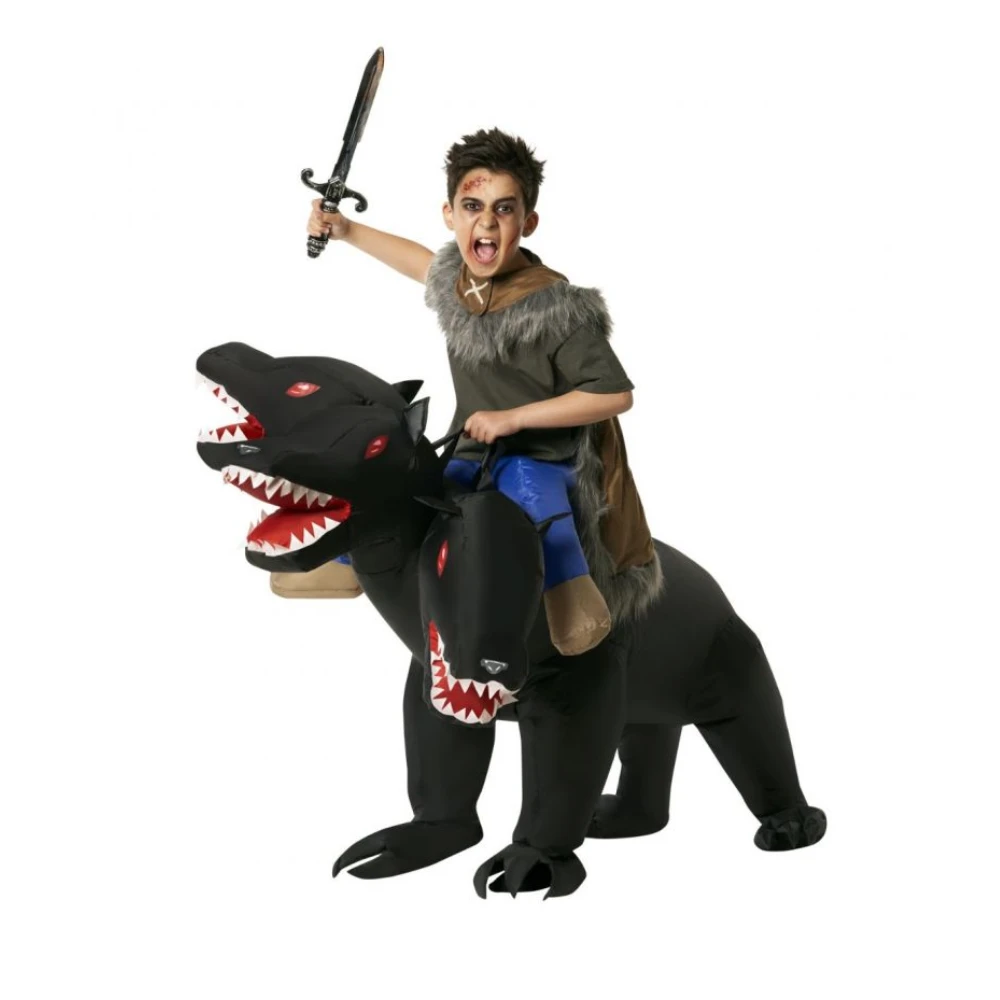 Ride On Evil 3 Headed Dog Inflatable Costume For Kids By Morphsuits 1 Ride On Evil 3 Headed Dog Inflatable Costume For Kids By Morphsuits