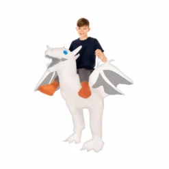 Ride On White Dragon Inflatable Costume For Kids By Morphsuits